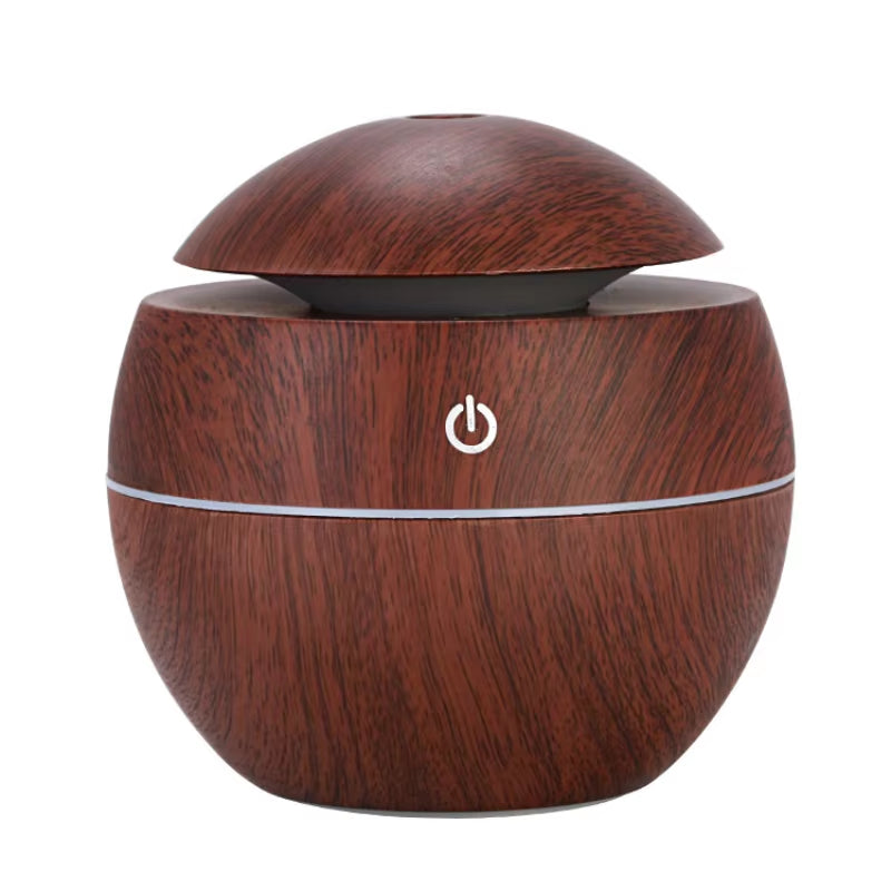 130ML Ultrasonic USB Aroma Diffuser & Air Humidifier – Wood Grain LED Essential Oil Diffuser for Skincare Routine, Face Care, Moisturizer & Anti-Aging Skincare