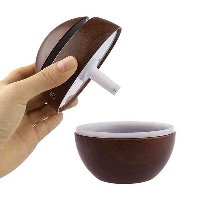 130ML Ultrasonic USB Aroma Diffuser & Air Humidifier – Wood Grain LED Essential Oil Diffuser for Skincare Routine, Face Care, Moisturizer & Anti-Aging Skincare