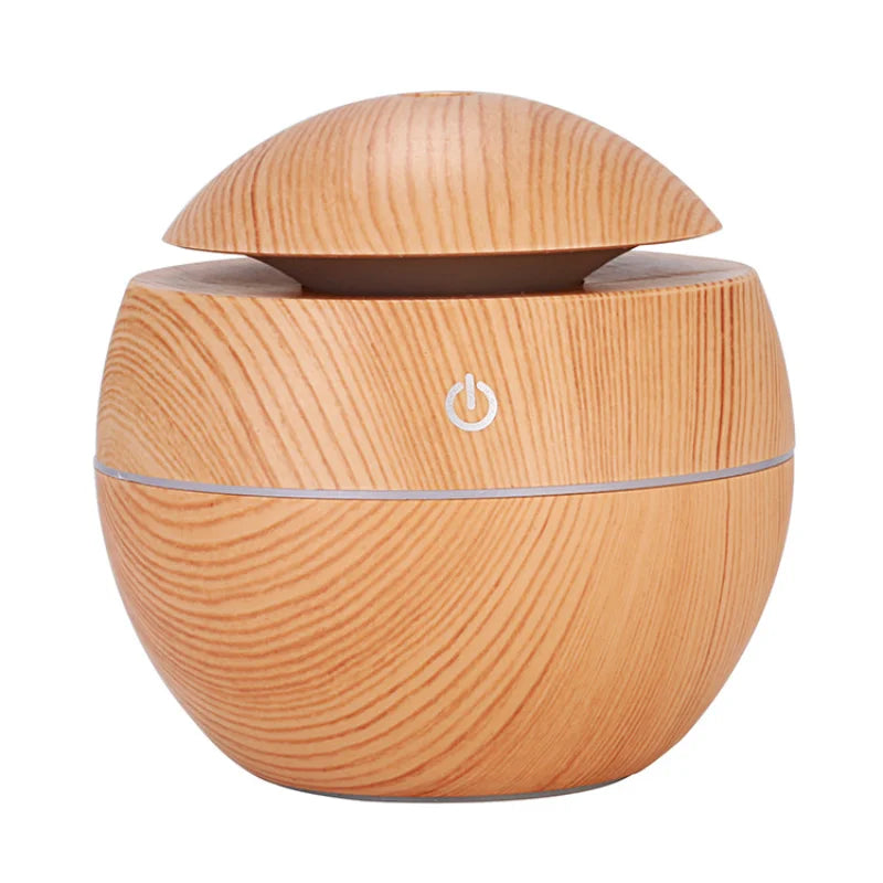 130ML Ultrasonic USB Aroma Diffuser & Air Humidifier – Wood Grain LED Essential Oil Diffuser for Skincare Routine, Face Care, Moisturizer & Anti-Aging Skincare