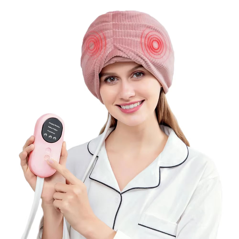 Electric Heated Head Massager with Vibration & Air Compression – Stress Relief, Headache Therapy, Deep Sleep & Relaxation | SPA Scalp Massager for Skincare Routine & Face Care
