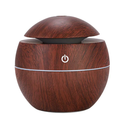 130ML Ultrasonic USB Aroma Diffuser & Air Humidifier – Wood Grain LED Essential Oil Diffuser for Skincare Routine, Face Care, Moisturizer & Anti-Aging Skincare