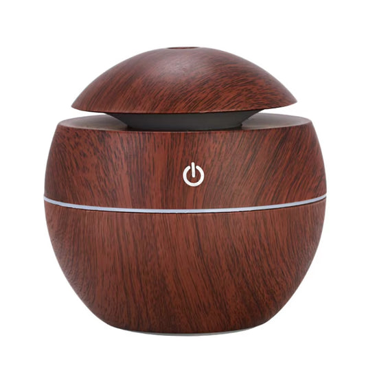 130ML Ultrasonic USB Aroma Diffuser & Air Humidifier – Wood Grain LED Essential Oil Diffuser for Skincare Routine, Face Care, Moisturizer & Anti-Aging Skincare