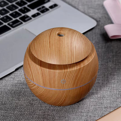 130ML Ultrasonic USB Aroma Diffuser & Air Humidifier – Wood Grain LED Essential Oil Diffuser for Skincare Routine, Face Care, Moisturizer & Anti-Aging Skincare